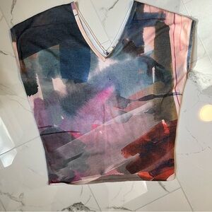 Anthropologie Watercolor-look Multicolor V-Neck Women's Sweater